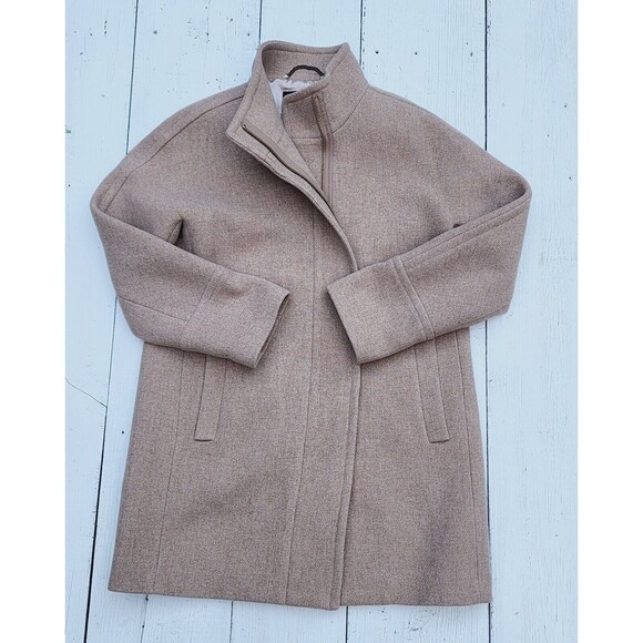 J.Crew Stadium Cocoon Peacoat b2770 Nello Gori Wool Blend Beige Tan Coat Sz 12 - Picture 13 of 14